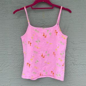 Lilly Pulitzer Women's M Pink Flamingo Print Tank Top Summer Casual vintage